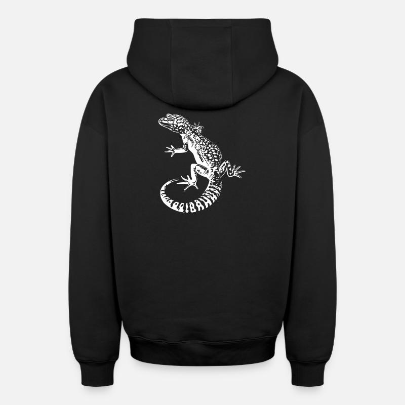 Gecko Léopard Gecko Contraste - Sweat à capuche unisexe zippé oversize épais SPREAD - noir