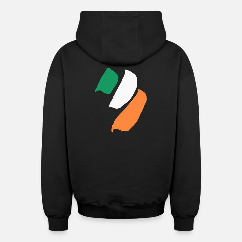Drapeau de l’Irlande - Sweat à capuche unisexe zippé oversize épais SPREAD - noir