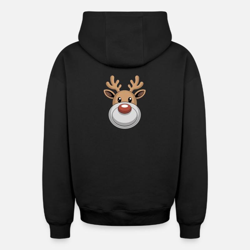 Renne Noël laid - Sweat à capuche unisexe zippé oversize épais SPREAD - noir