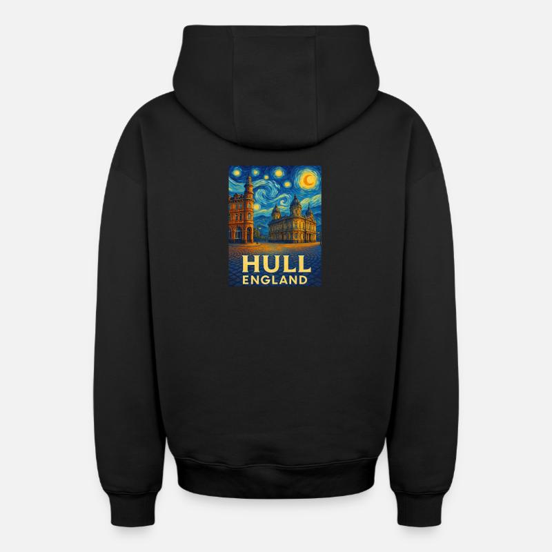 Hull, Angleterre - Sweat à capuche unisexe zippé oversize épais SPREAD - noir
