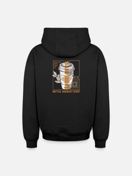 Coffee just does its job retro - Oversized Heavyweight Unisex Zip Hoodie - black