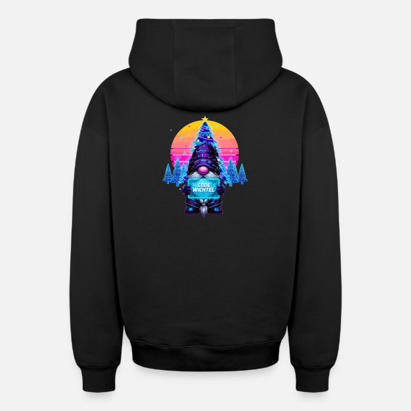 Cyberpunk Code Wichtel - Synthwave Xmas Nerd - Oversized Heavyweight Unisex Zip Hoodie - Schwarz