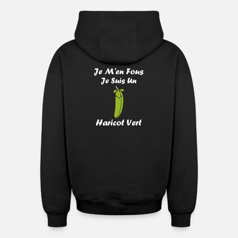 haricot vert - Sweat à capuche unisexe zippé oversize épais SPREAD - noir