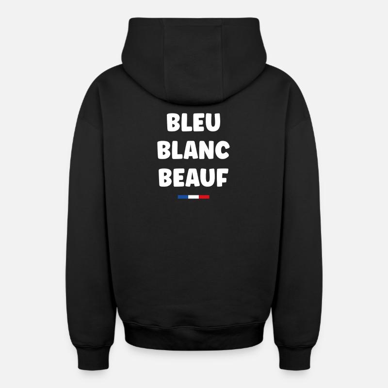 beauf - Sweat à capuche unisexe zippé oversize épais SPREAD - noir