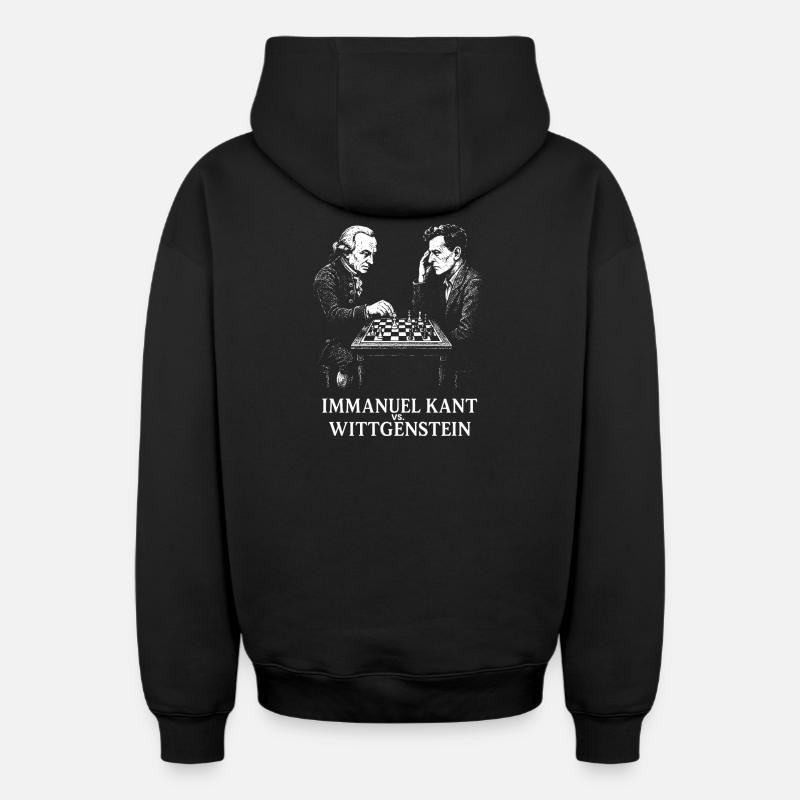 Duel d’échecs Kant vs Wittgenstein - Sweat à capuche unisexe zippé oversize épais SPREAD - noir