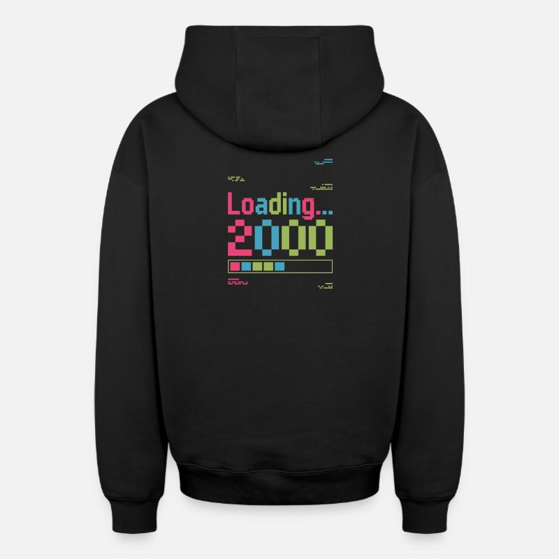 Loading 2000 pixel loading screen - Oversized Heavyweight Unisex Zip Hoodie - black