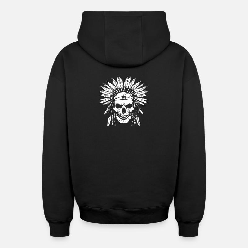 Crâne Indien - Sweat à capuche unisexe zippé oversize épais SPREAD - noir