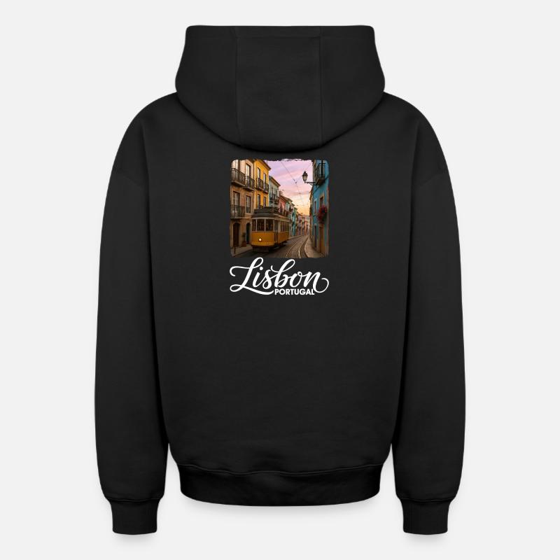 Lisbonne - Sweat à capuche unisexe zippé oversize épais SPREAD - noir