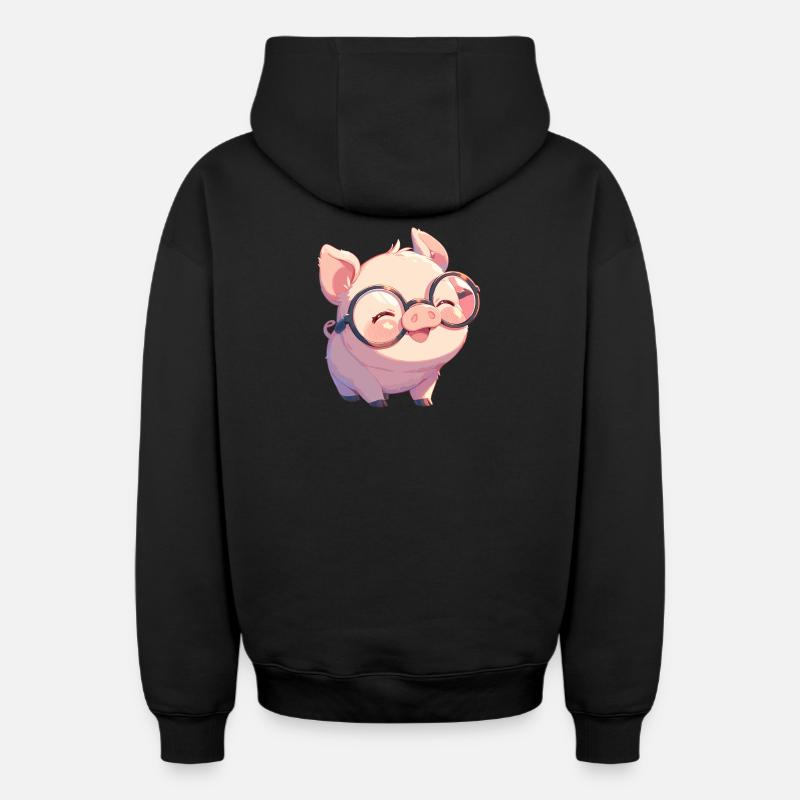 Cochon Cochon - Sweat à capuche unisexe zippé oversize épais SPREAD - noir