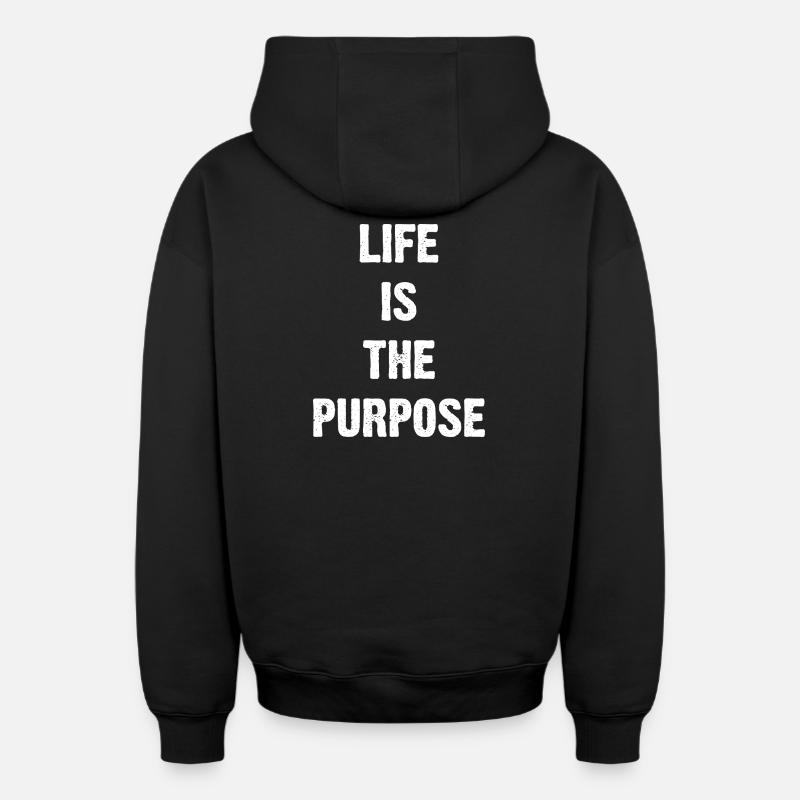 La vie est le but - Sweat à capuche unisexe zippé oversize épais SPREAD - noir