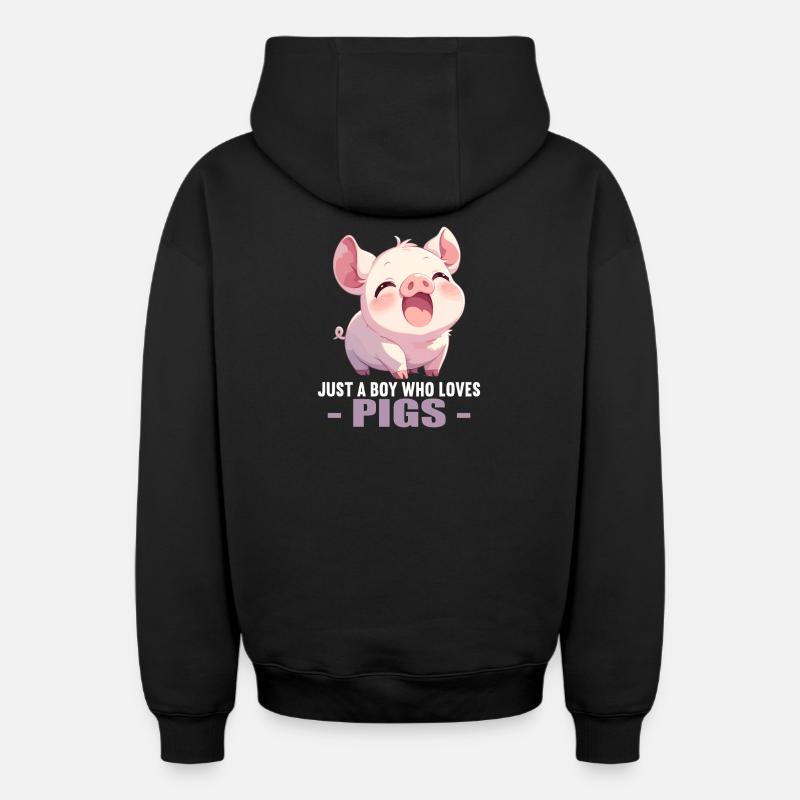 Cochon Cochon - Sweat à capuche unisexe zippé oversize épais SPREAD - noir