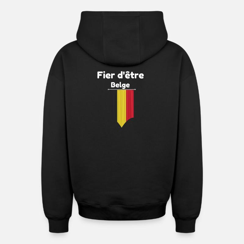 Fier d'être Belge - Sweat à capuche unisexe zippé oversize épais SPREAD - noir