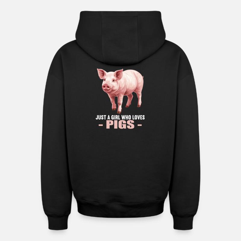 Cochon Cochon - Sweat à capuche unisexe zippé oversize épais SPREAD - noir