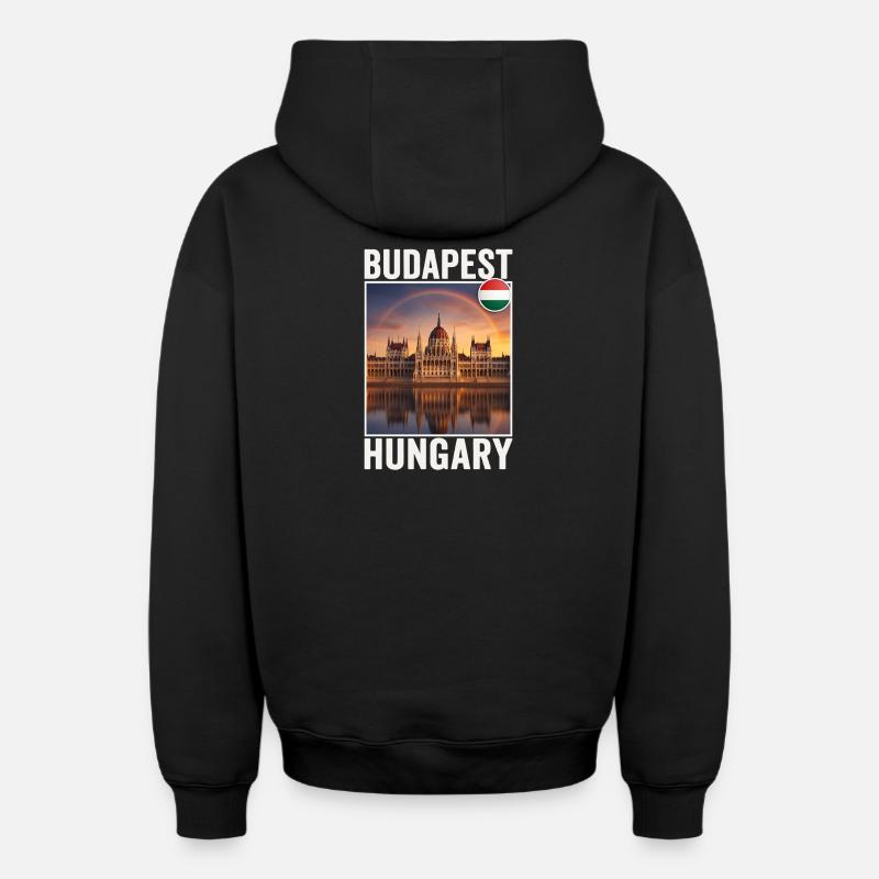 Budapest - Sweat à capuche unisexe zippé oversize épais SPREAD - noir