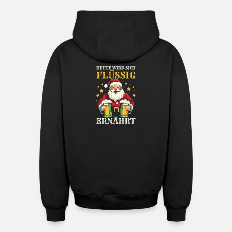 Père Noël Bière de Noël - Sweat à capuche unisexe zippé oversize épais SPREAD - noir