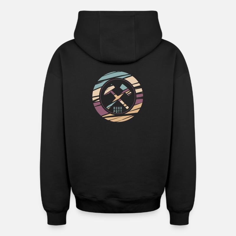 Logo rétro RuhrPott Imprimé - Sweat à capuche unisexe zippé oversize épais SPREAD - noir