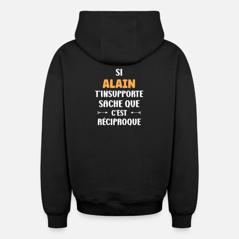 Reciproque Alain T’insupporte - Sweat à capuche unisexe zippé oversize épais SPREAD - noir