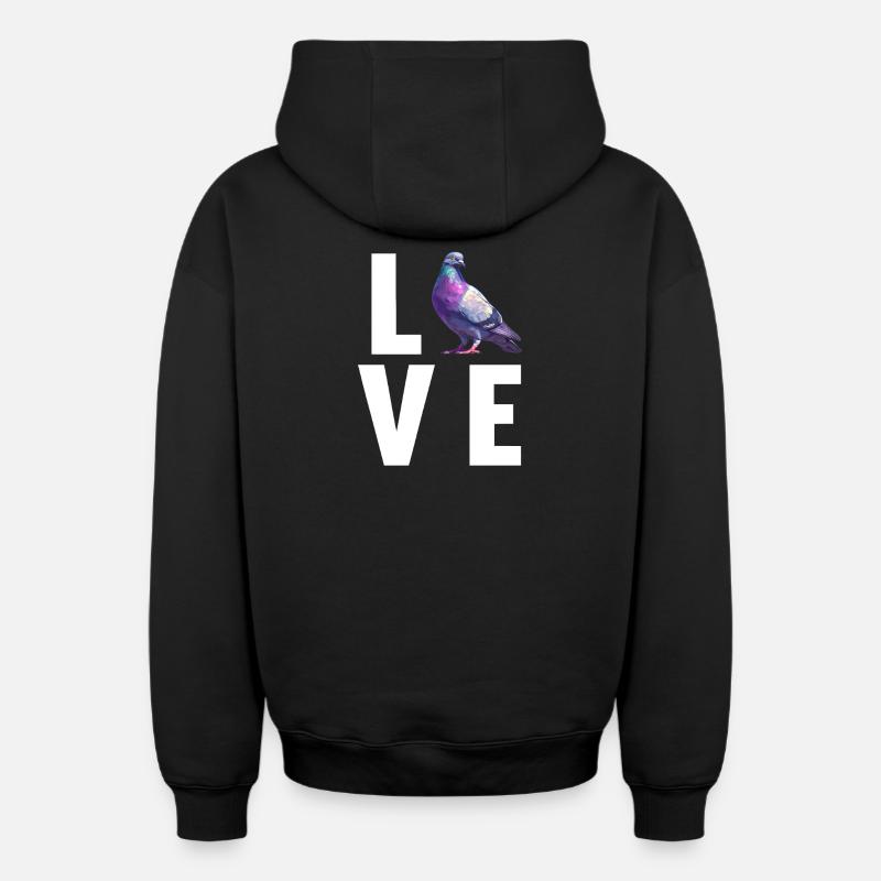 Pigeons Pigeon - Sweat à capuche unisexe zippé oversize épais SPREAD - noir