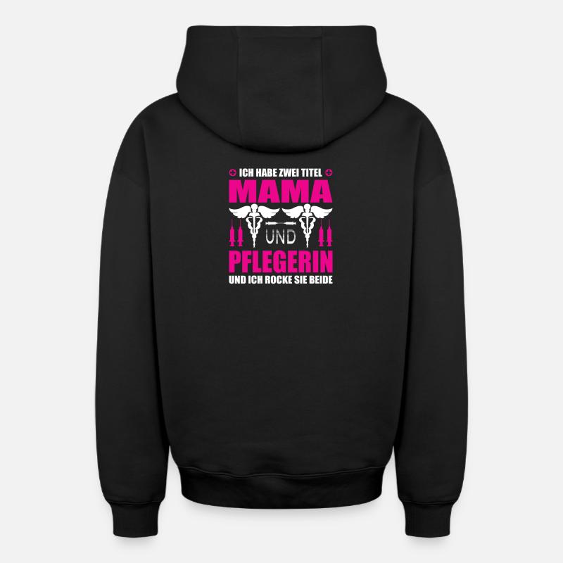 Maman et aidante - Sweat à capuche unisexe zippé oversize épais SPREAD - noir