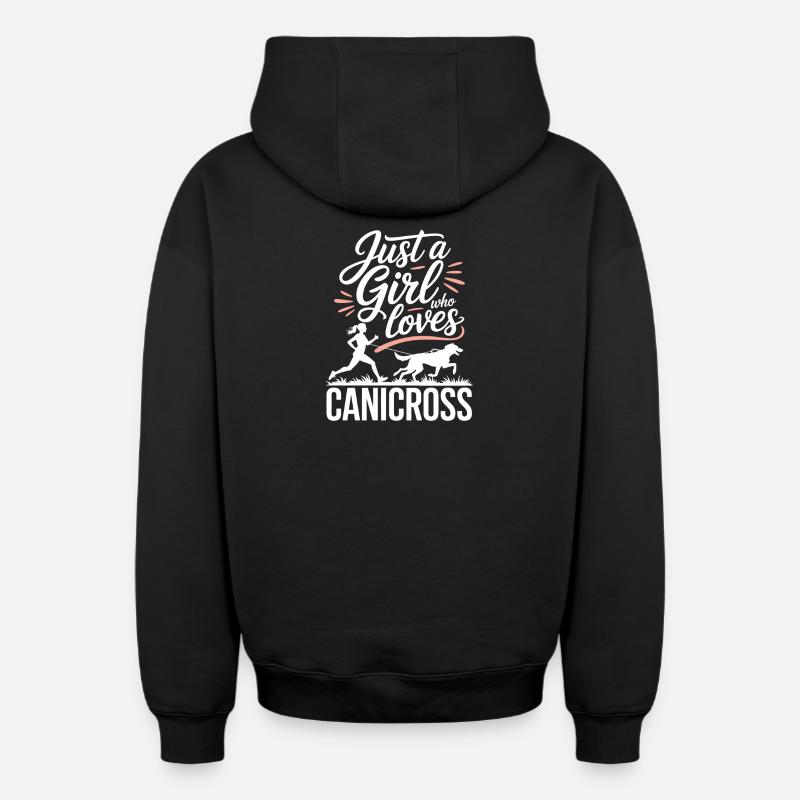 Canicross - Sweat à capuche unisexe zippé oversize épais SPREAD - noir