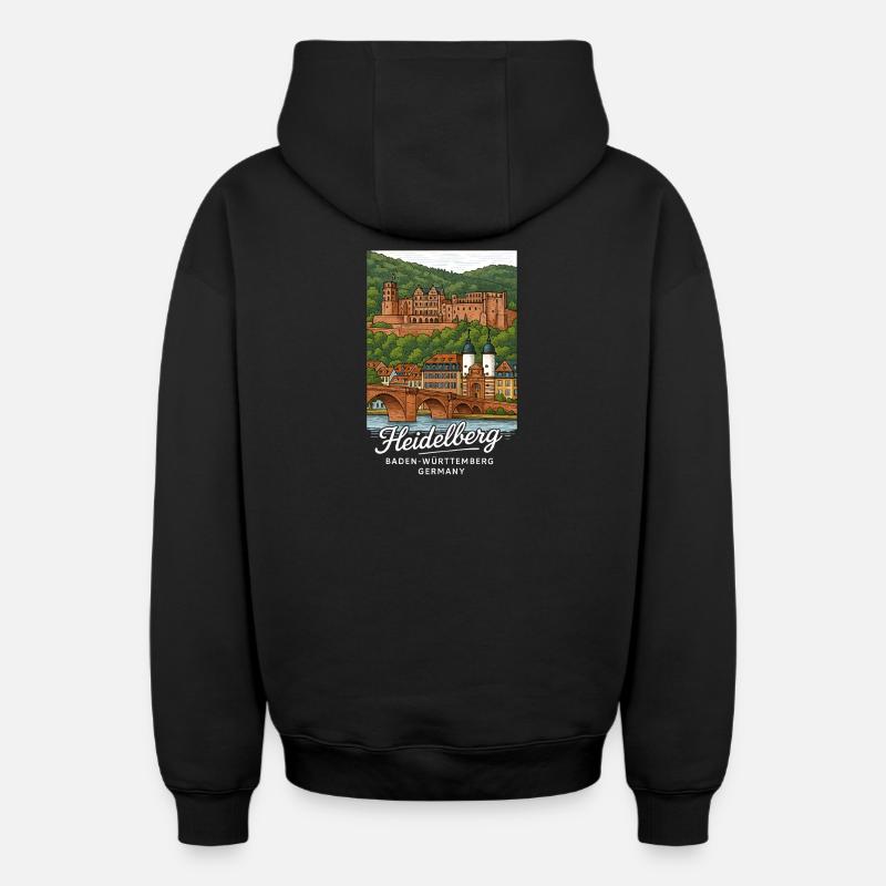 Heidelberg - Sweat à capuche unisexe zippé oversize épais SPREAD - noir
