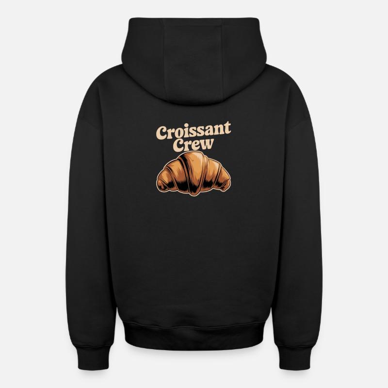 Croissant Crew - Sweat à capuche unisexe zippé oversize épais SPREAD - noir