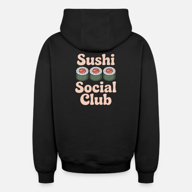 sushi - Sweat à capuche unisexe zippé oversize épais SPREAD - noir