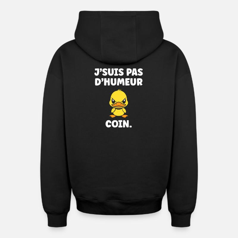 J'SUIS PAS D'HUMEUR COIN - Sweat à capuche unisexe zippé oversize épais SPREAD - noir