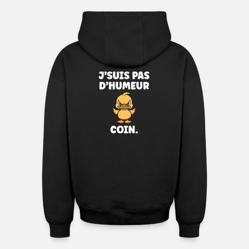Grumpy Duck MÜNZ - Oversized Heavyweight Unisex Zip Hoodie - Schwarz