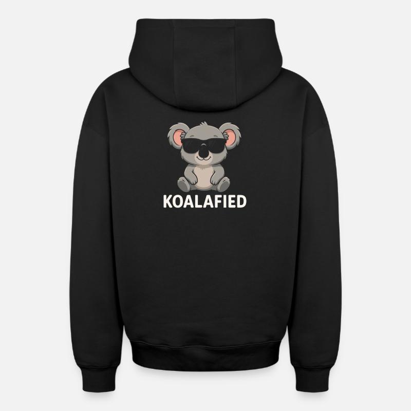 Koala avec lunettes de soleil - Sweat à capuche unisexe zippé oversize épais SPREAD - noir