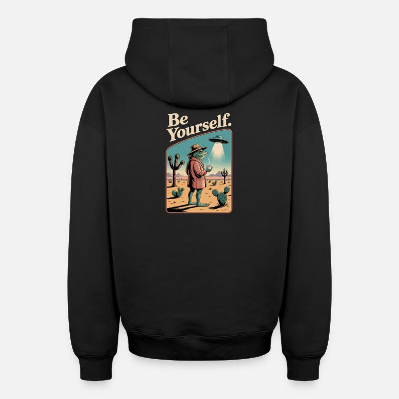 Sois toi-même, crapaud cool - Sweat à capuche unisexe zippé oversize épais SPREAD - noir