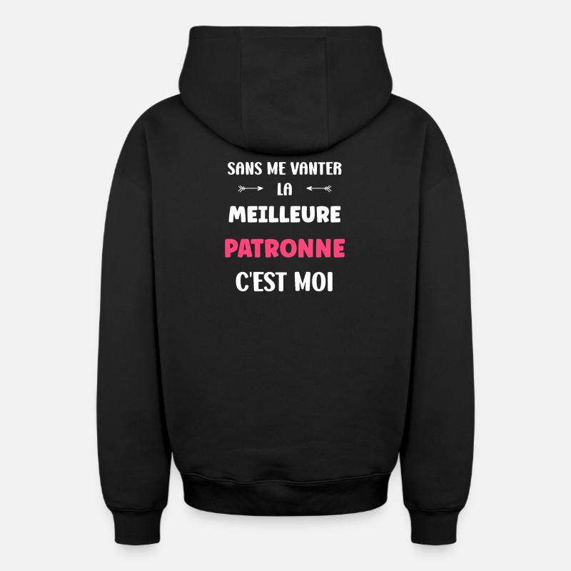 patronne - Sweat à capuche unisexe zippé oversize épais SPREAD - noir