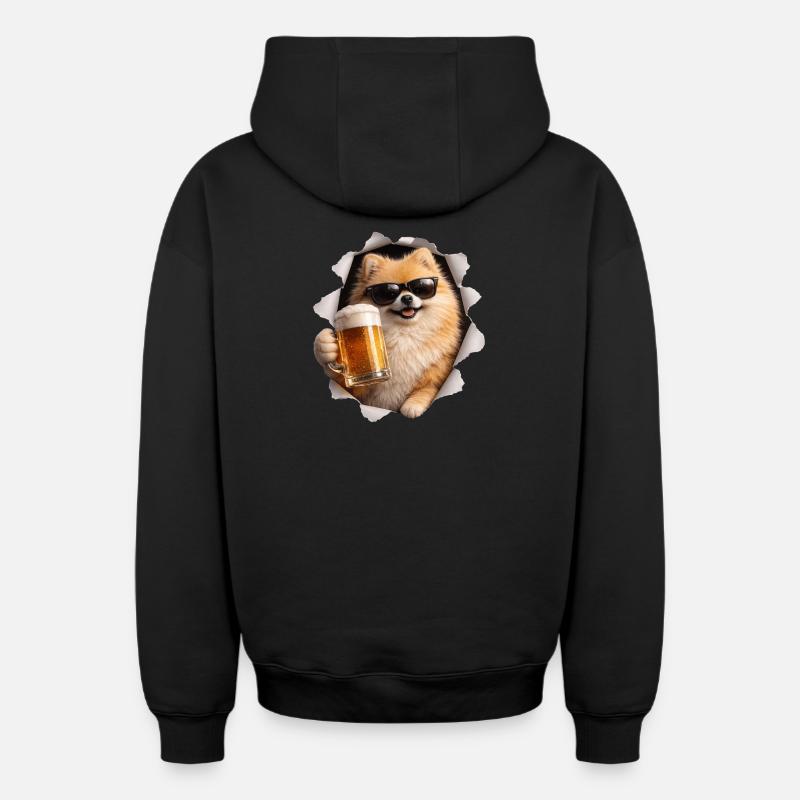 Bière Spitz - Sweat à capuche unisexe zippé oversize épais SPREAD - noir