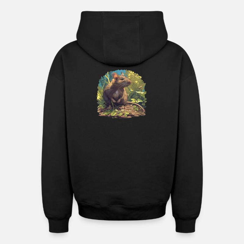 Rat Rat - Sweat à capuche unisexe zippé oversize épais SPREAD - noir