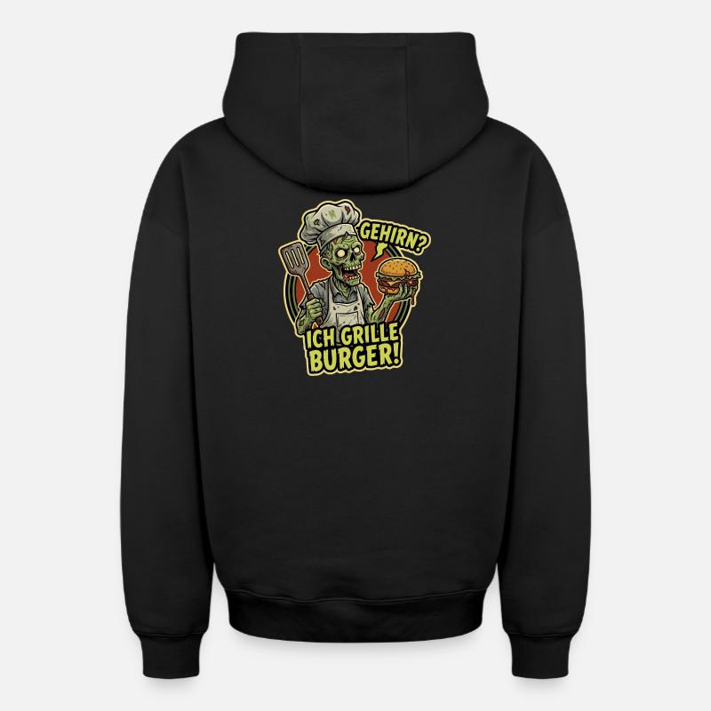 Burger grillé BrainChef - Sweat à capuche unisexe zippé oversize épais SPREAD - noir