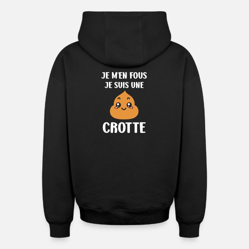 crotte - Sweat à capuche unisexe zippé oversize épais SPREAD - noir