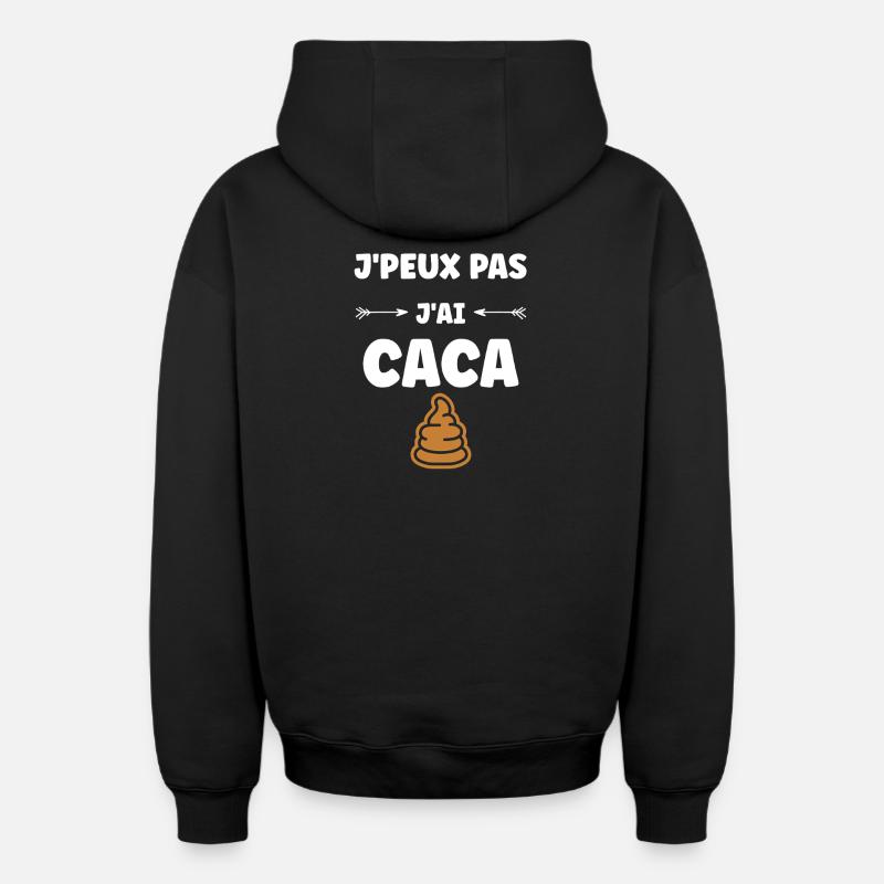caca - Sweat à capuche unisexe zippé oversize épais SPREAD - noir