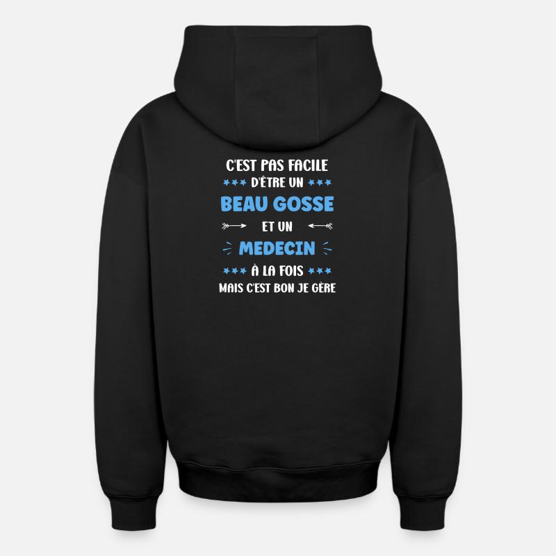 Medecin - Sweat à capuche unisexe zippé oversize épais SPREAD - noir