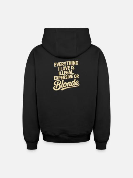 Tout ce que j’aime Illégalement, hommes blonds chers - Sweat à capuche unisexe zippé oversize épais SPREAD - noir