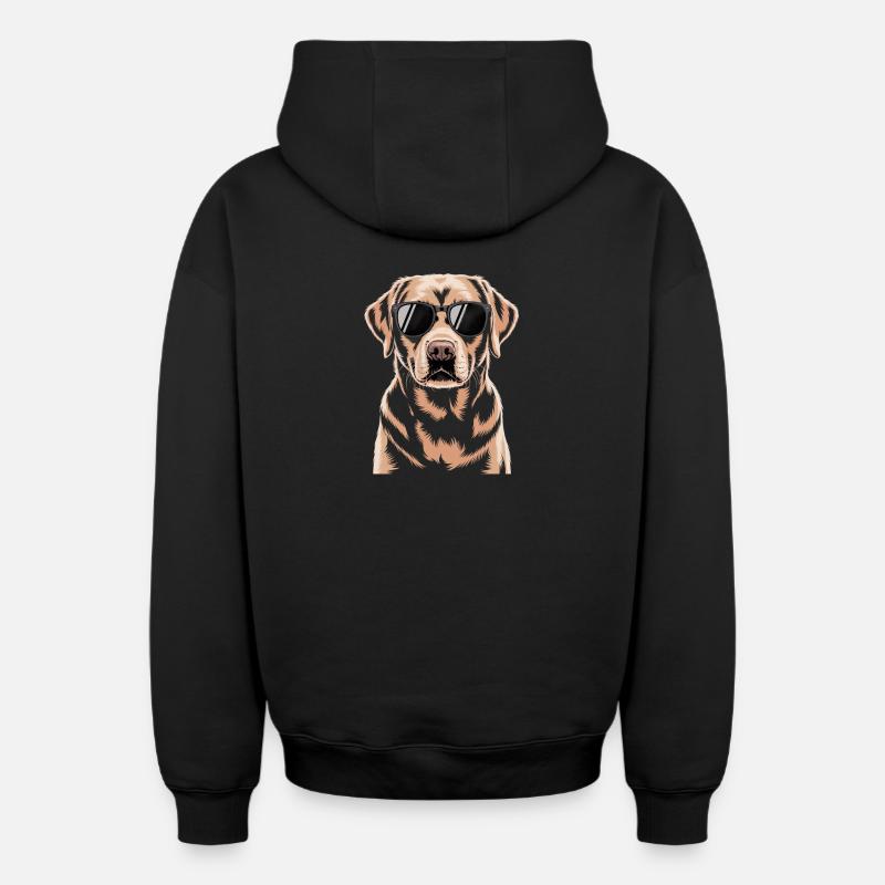 Brauner Labrador  - Oversized Heavyweight Unisex Zip Hoodie - Schwarz