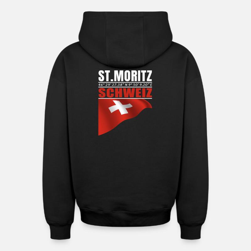 Saint-Moritz - Sweat à capuche unisexe zippé oversize épais SPREAD - noir