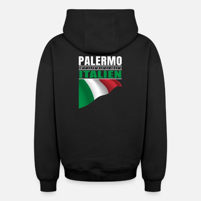 Palerme - Sweat à capuche unisexe zippé oversize épais SPREAD - noir