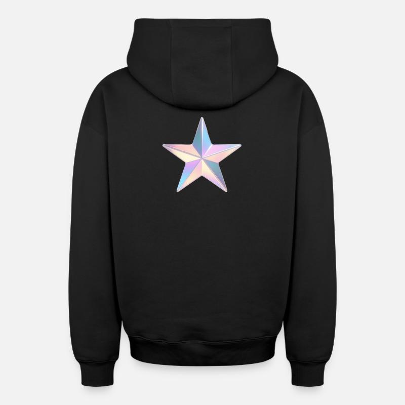 Étoile irisée pastel - Sweat à capuche unisexe zippé oversize épais SPREAD - noir