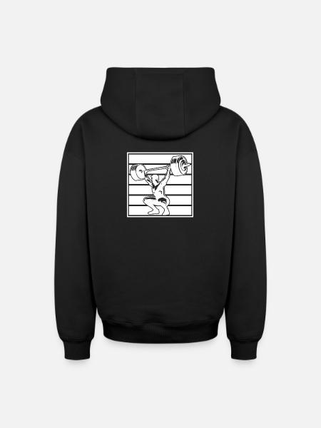 Powerlifting Bodybuilder Weightlifter Gym - Oversized Heavyweight Unisex Zip Hoodie - black