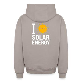 Solar Sustainability Renewable energies - Oversized Heavyweight Unisex Zip Hoodie - taupe - Back - AI Model Male 178 light (178cm)