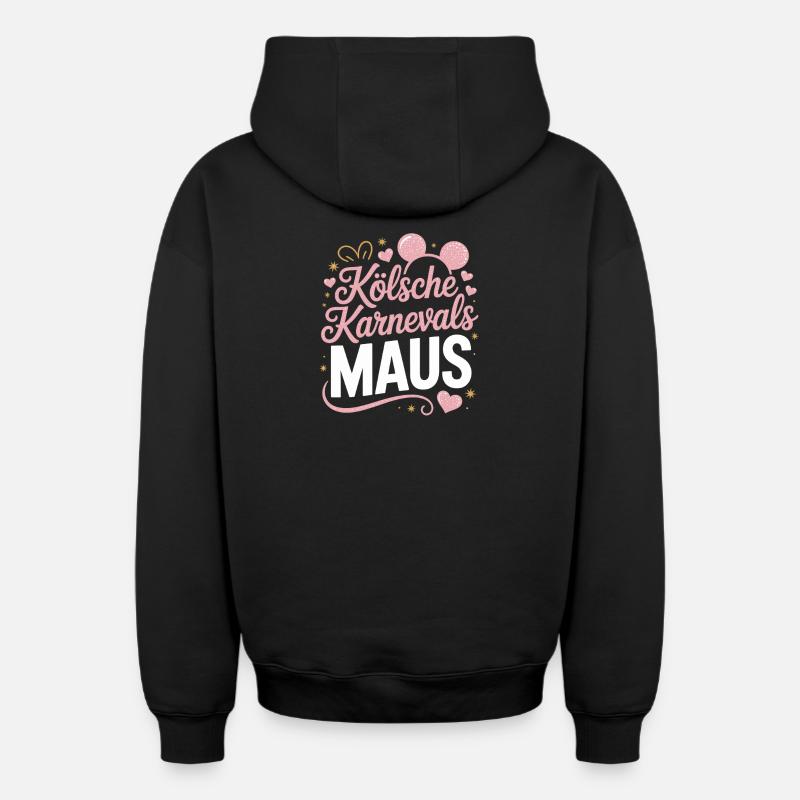 Kölsche Karnevalsmaus Karneval Köln Kölner Maus - Oversized Heavyweight Unisex Zip Hoodie - Schwarz