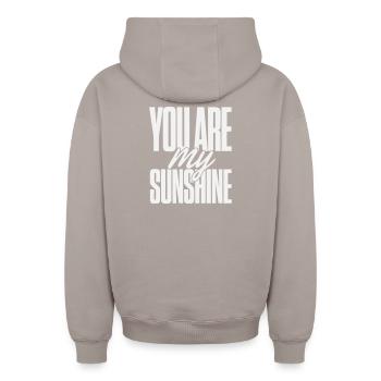 You Are My Sunshine Typo - Oversized Heavyweight Unisex Zip Hoodie - Taupe - Hinten - AI Model Male 178 light (178cm)
