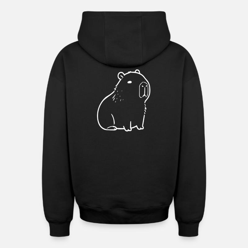 Capybara capybara blanc - Sweat à capuche unisexe zippé oversize épais SPREAD - noir