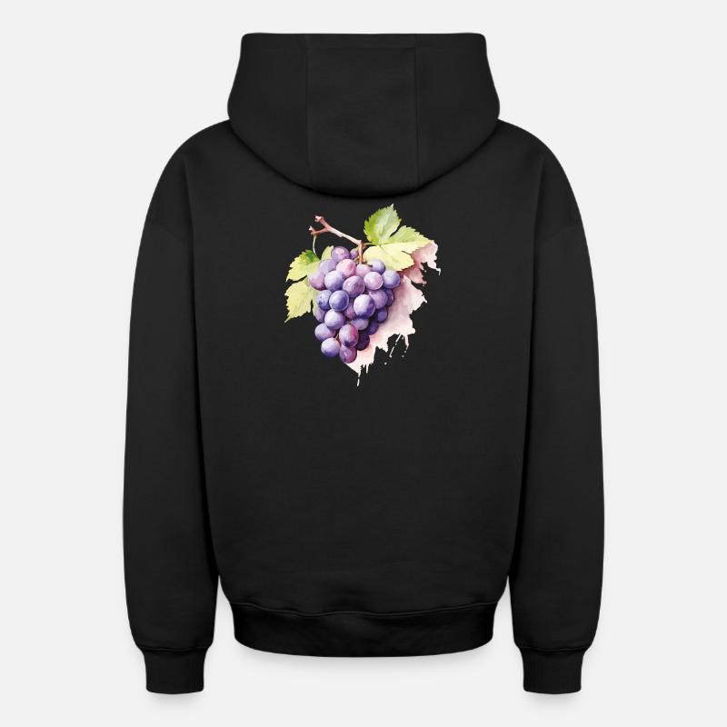 Grappe d’aquarelle de raisins - Sweat à capuche unisexe zippé oversize épais SPREAD - noir