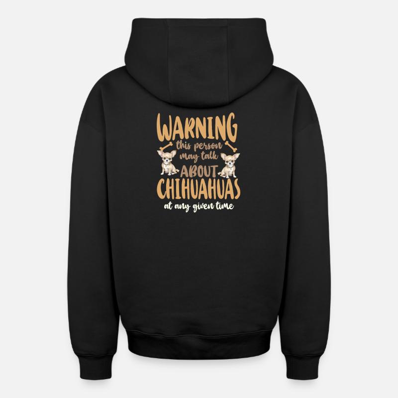 Chihuahua Chihuahueño Avertissement : Ceci - Sweat à capuche unisexe zippé oversize épais SPREAD - noir
